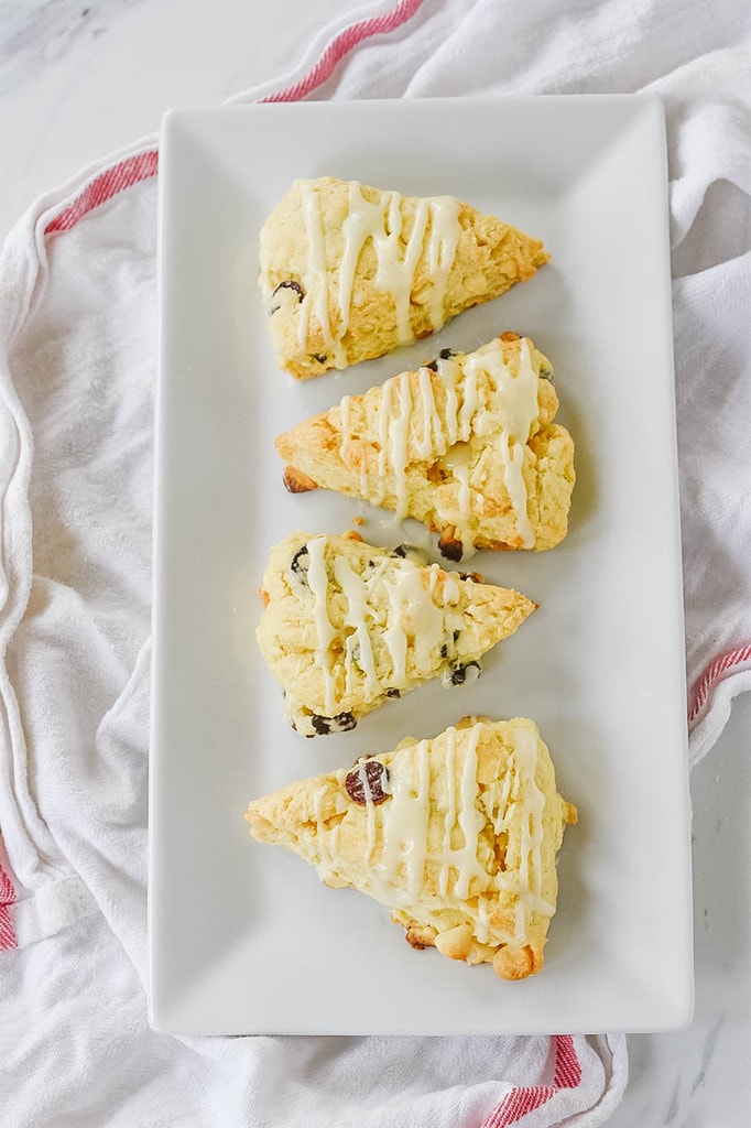 plate of eggnog scones