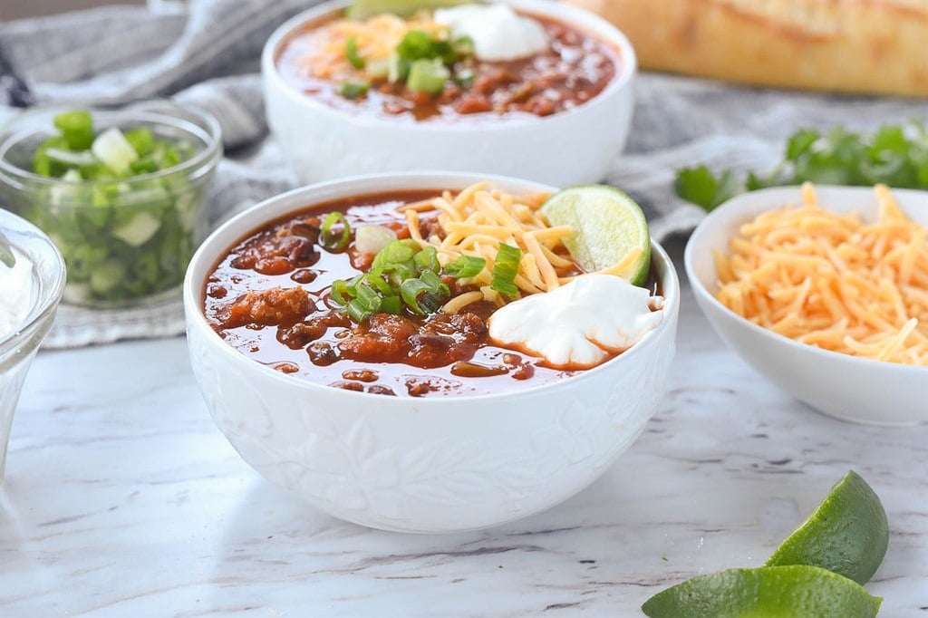 Bowl of Instant Pot Turkey Chili