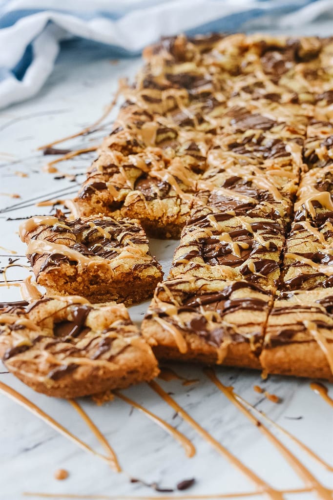 Squares of Peanut Butter Blondies