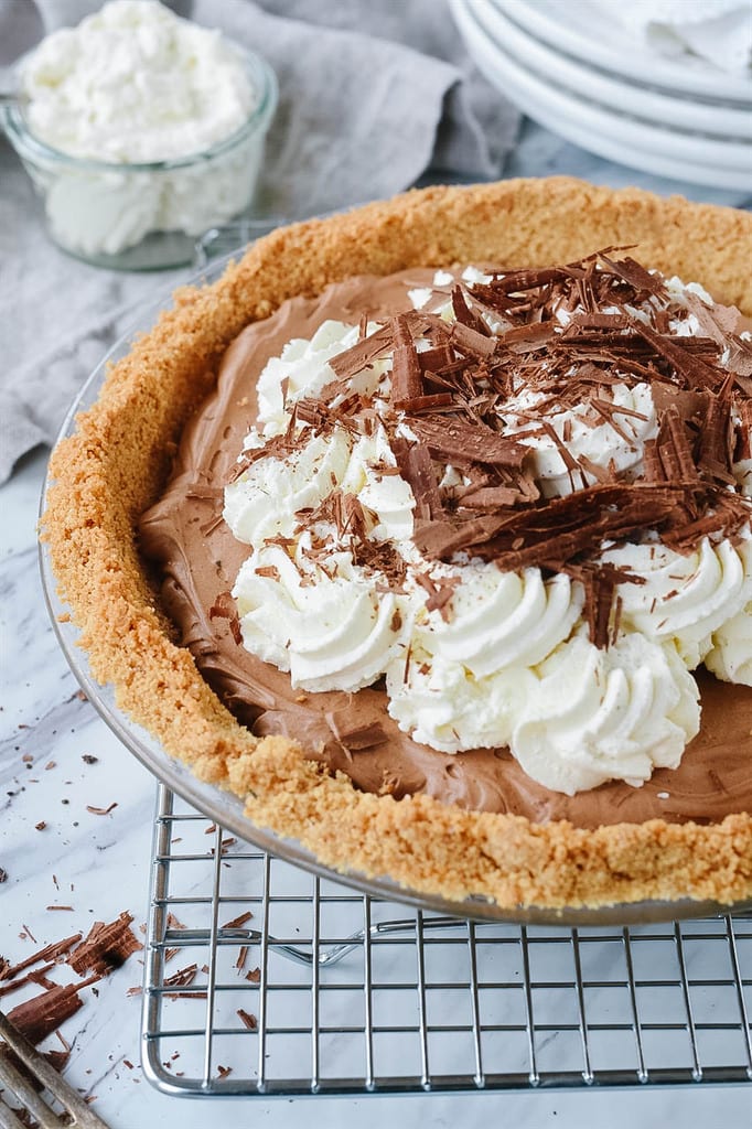 French Silk Pie in a graham cracker crust