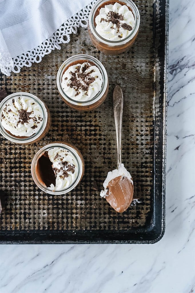 pot de creme with whipped cream