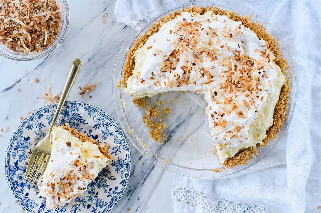 slice of coconut cream pie