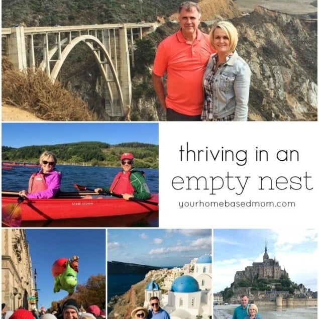 collage of empty nester trips