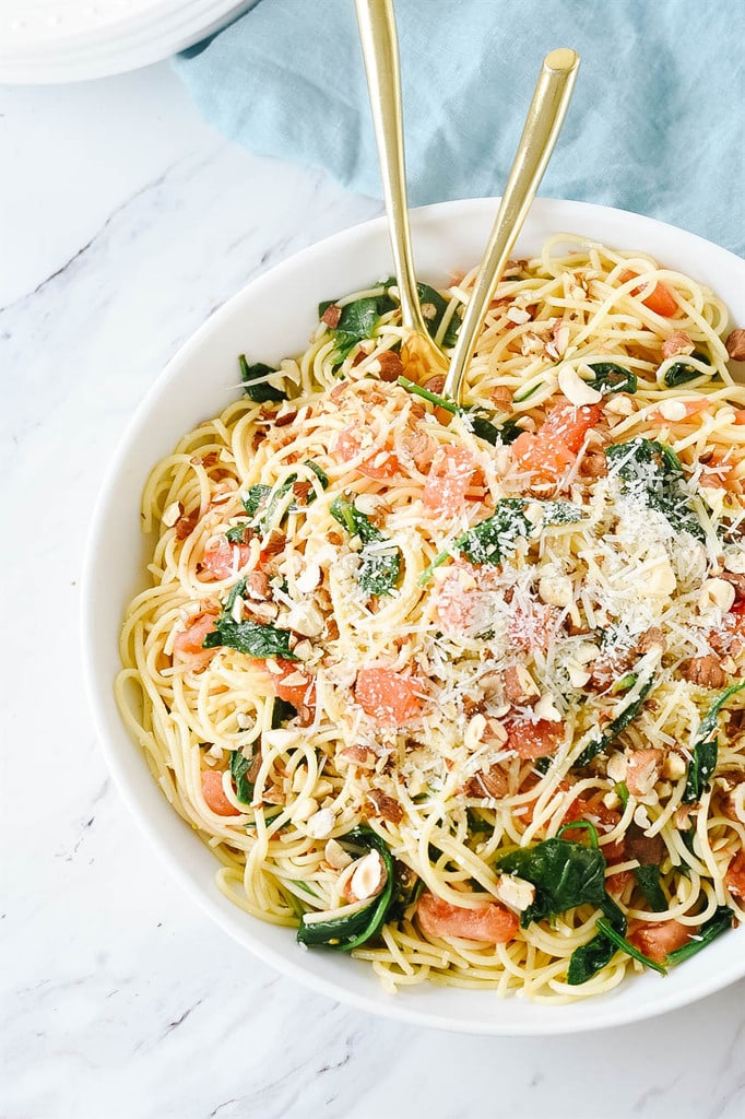 bowl of pasta with brown butter sauce