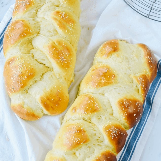 two loaves of challah bread