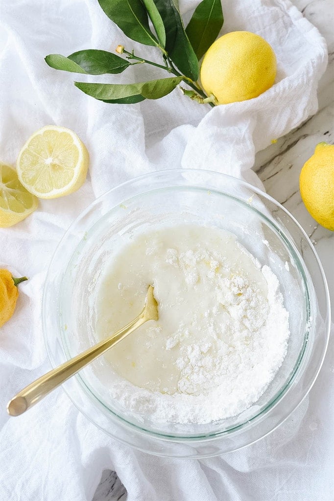 Lemon Roll Glaze in a bowl.