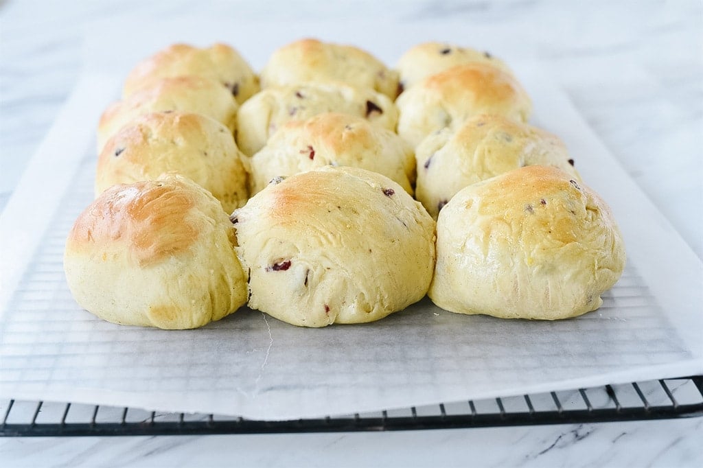 Hot cross buns on cooling rack