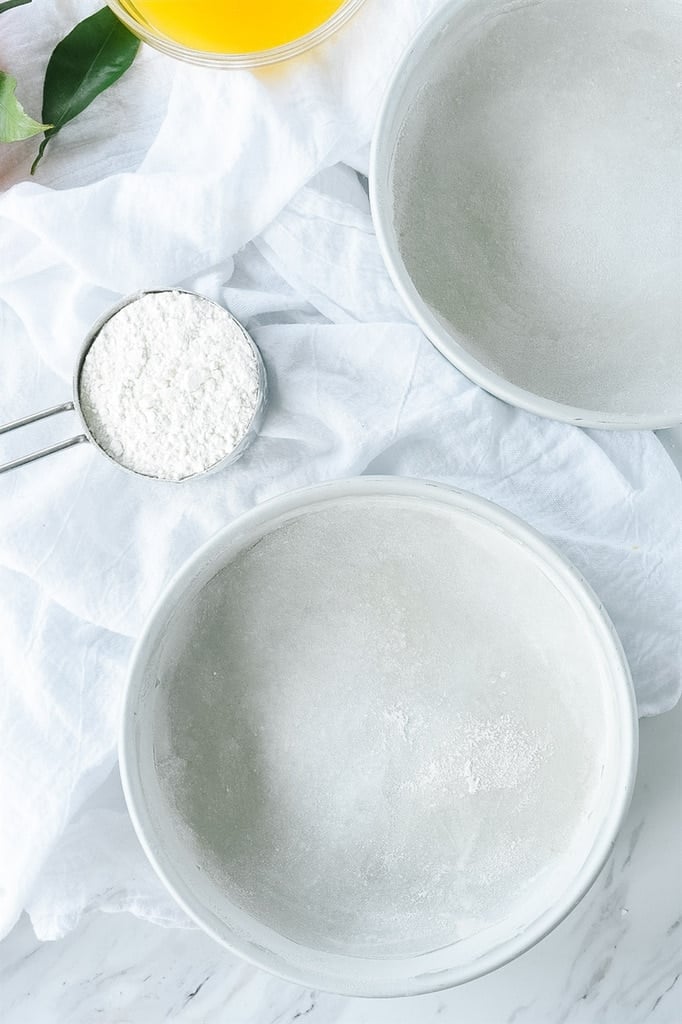 floured cake pans