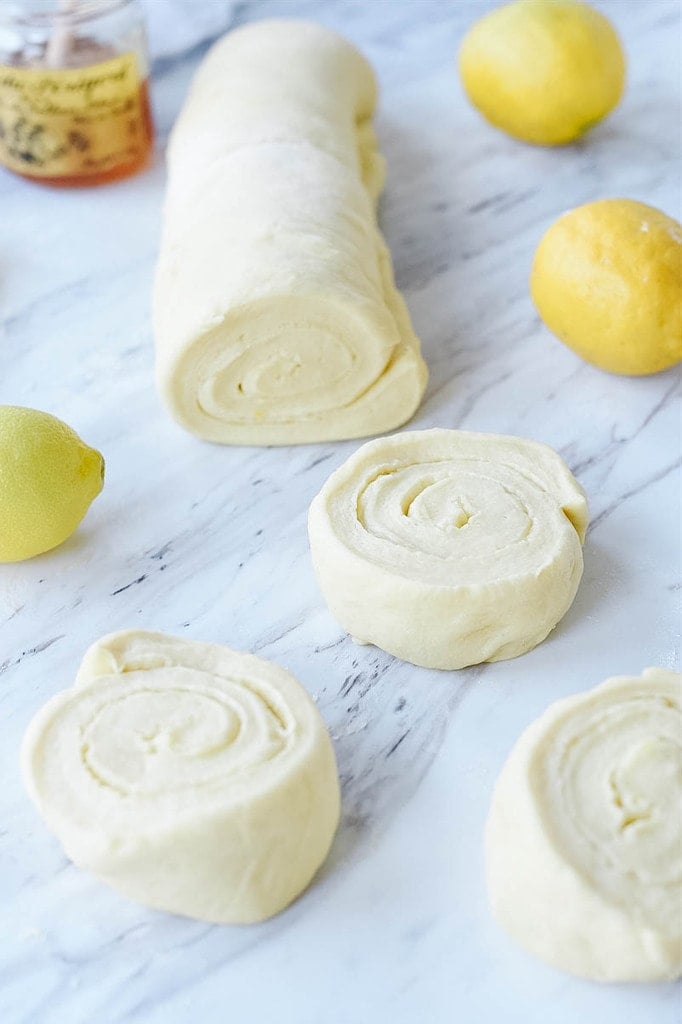 Lemon Rolls cut into pieces