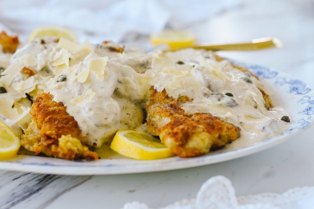 parmesan crusted chicken in lemon cream sauce