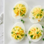 four deviled eggs