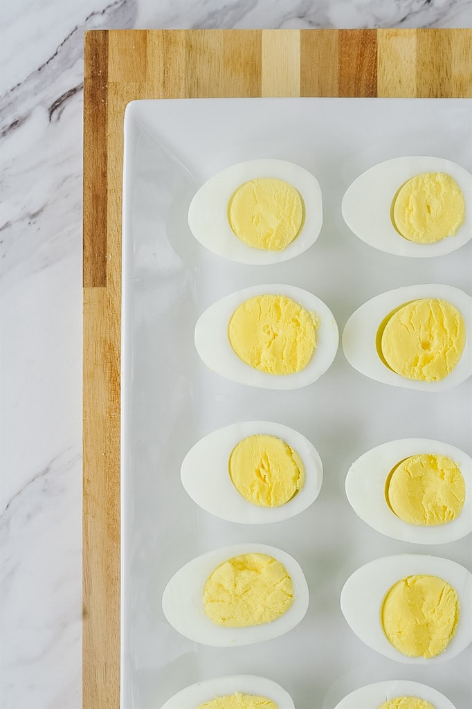 hard boiled eggs cut in half