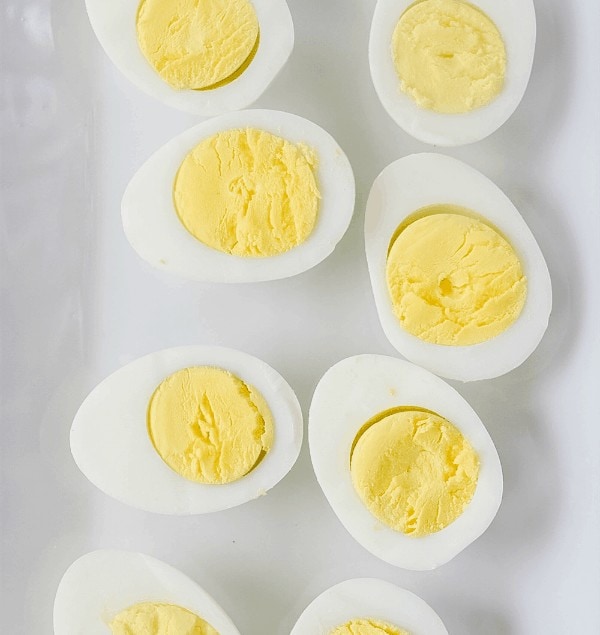Hard boiled eggs on a plate