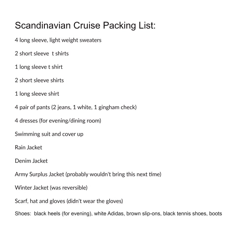 Scandinavian Cruise Packing List