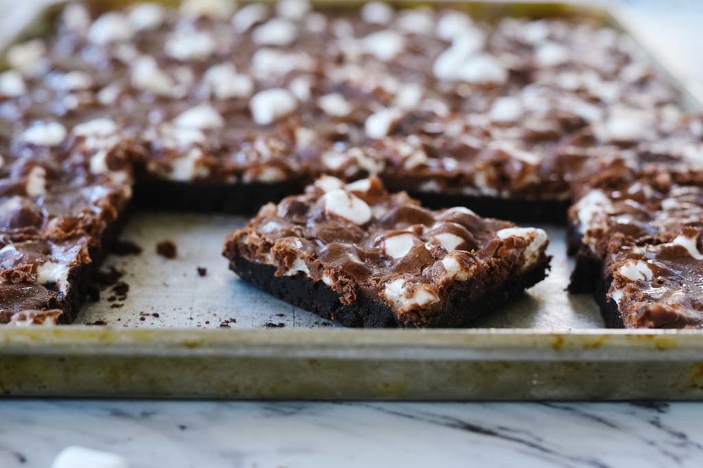 Mississippi Mud Cake on a baking pan