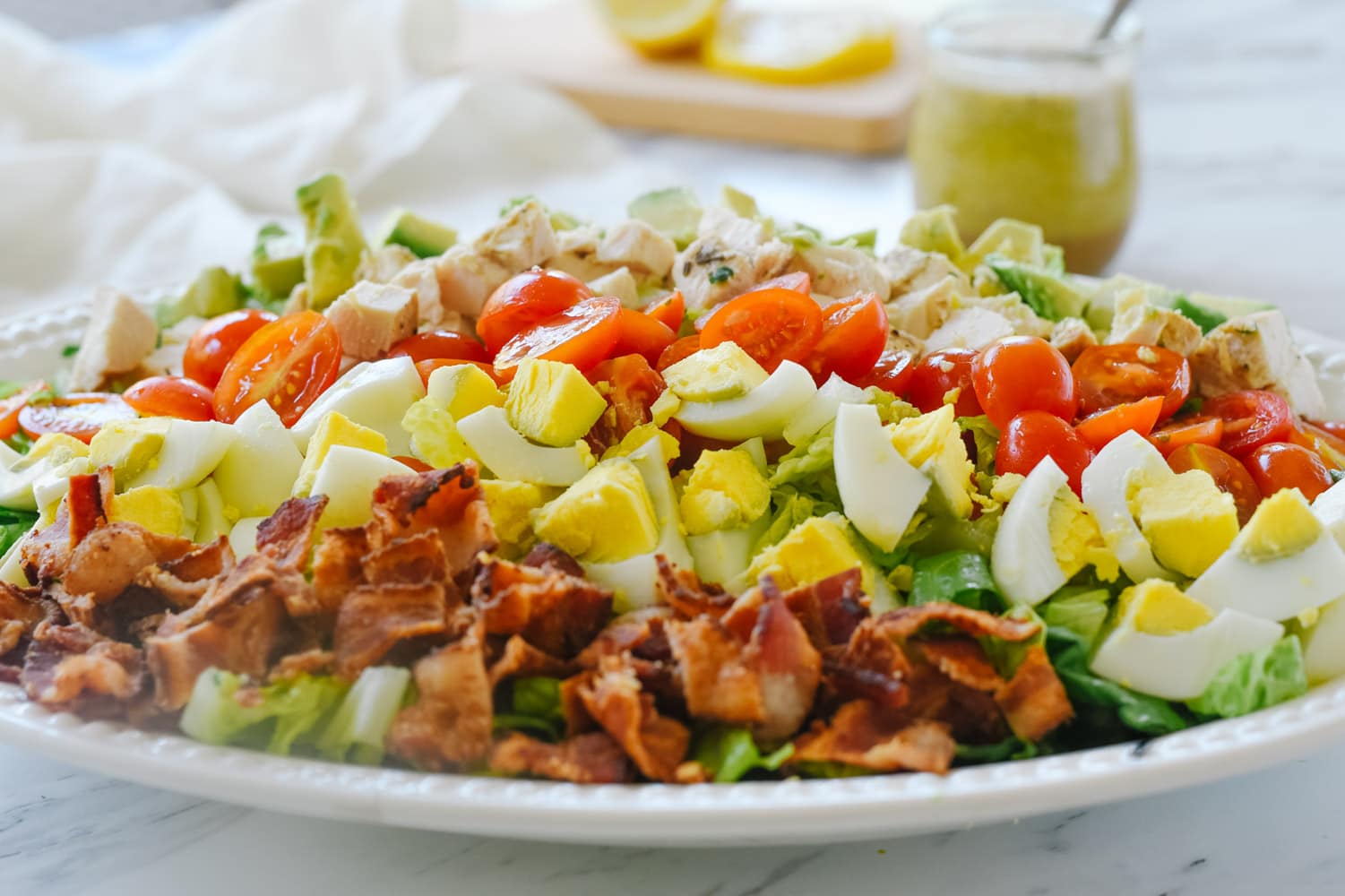 Cobb Salad on a white platter