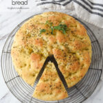 overhead shot of sliced focaccia bread