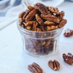 container of candied pecans