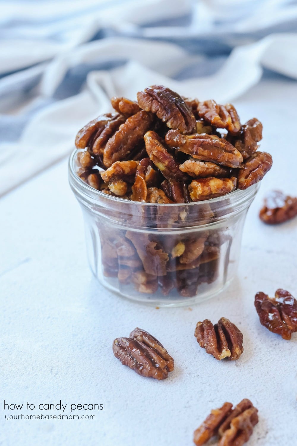 container of candied pecans