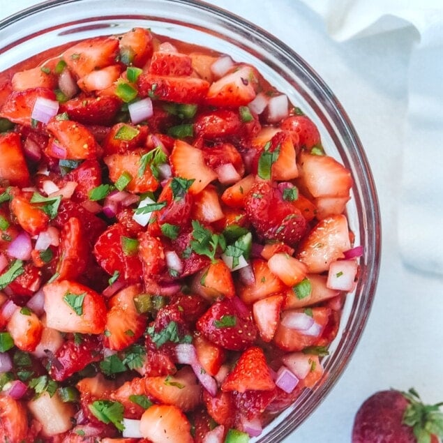 Strawberry salsa in a bowl