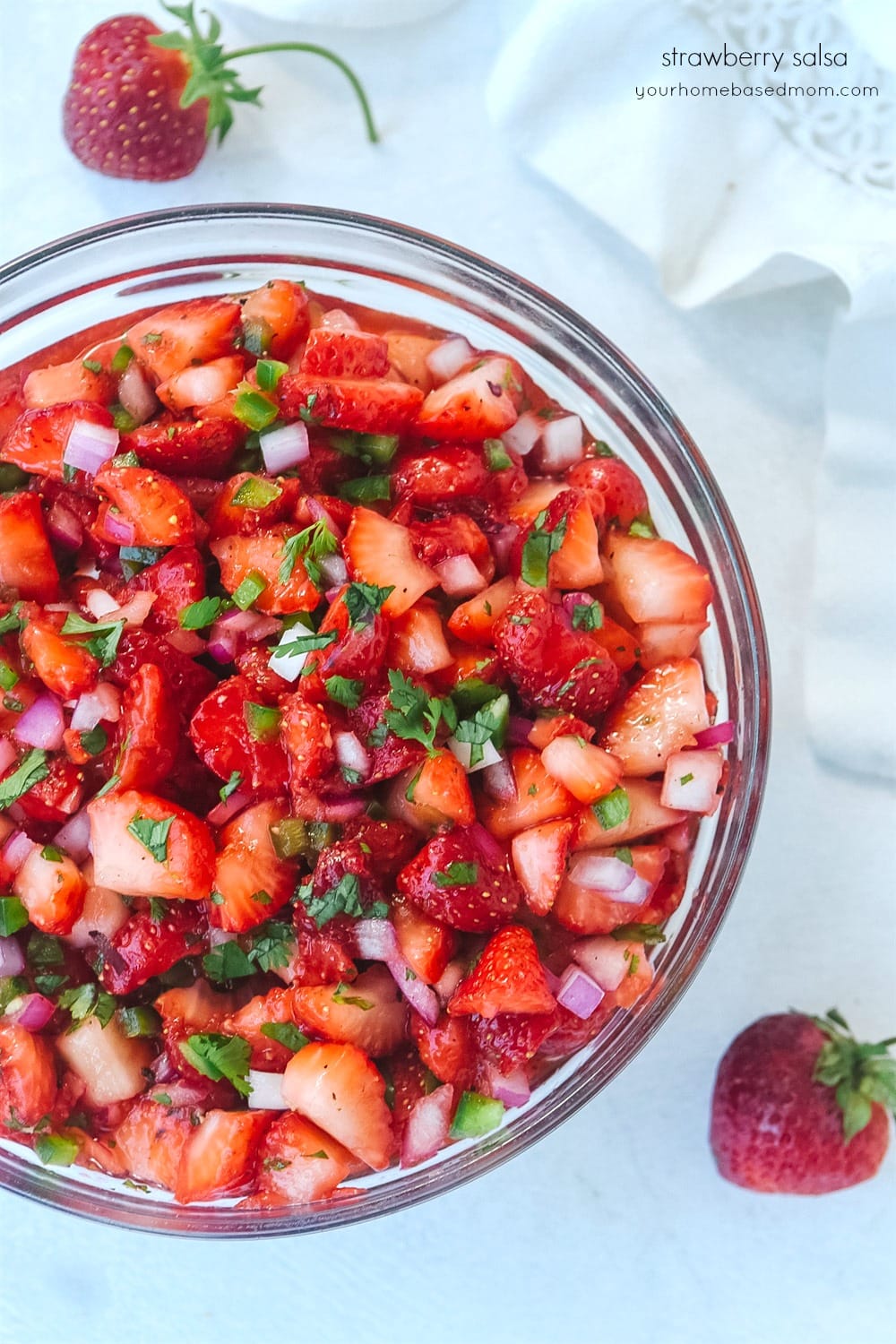Strawberry salsa in a bowl