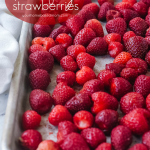 baking sheet of frozen strawberries