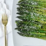 Grilled Asparagus on white platter
