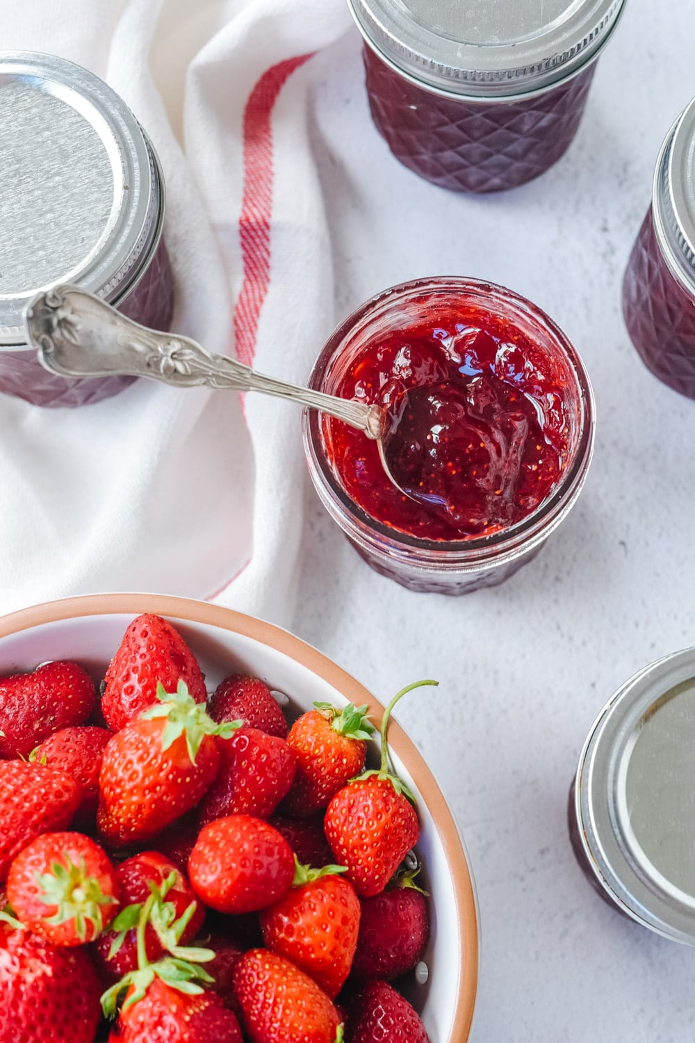 homemade strawberry jam with a spoon