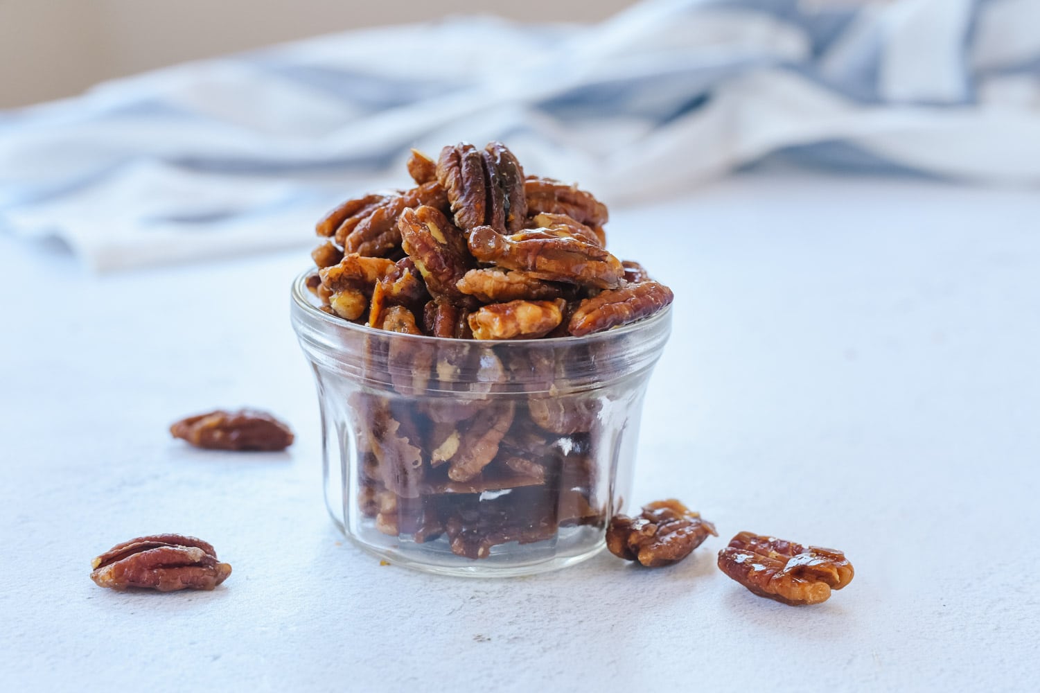 candied pecans in a jar