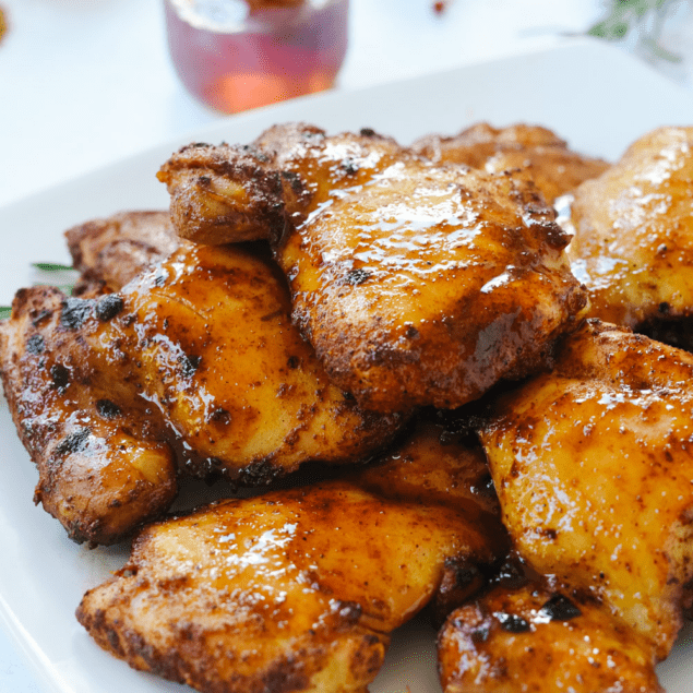 plate of spicy honey chicken