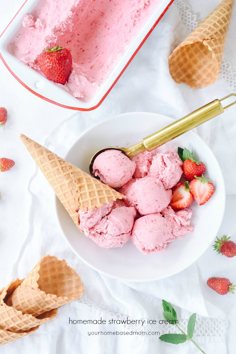 bowl of strawberry ice cream