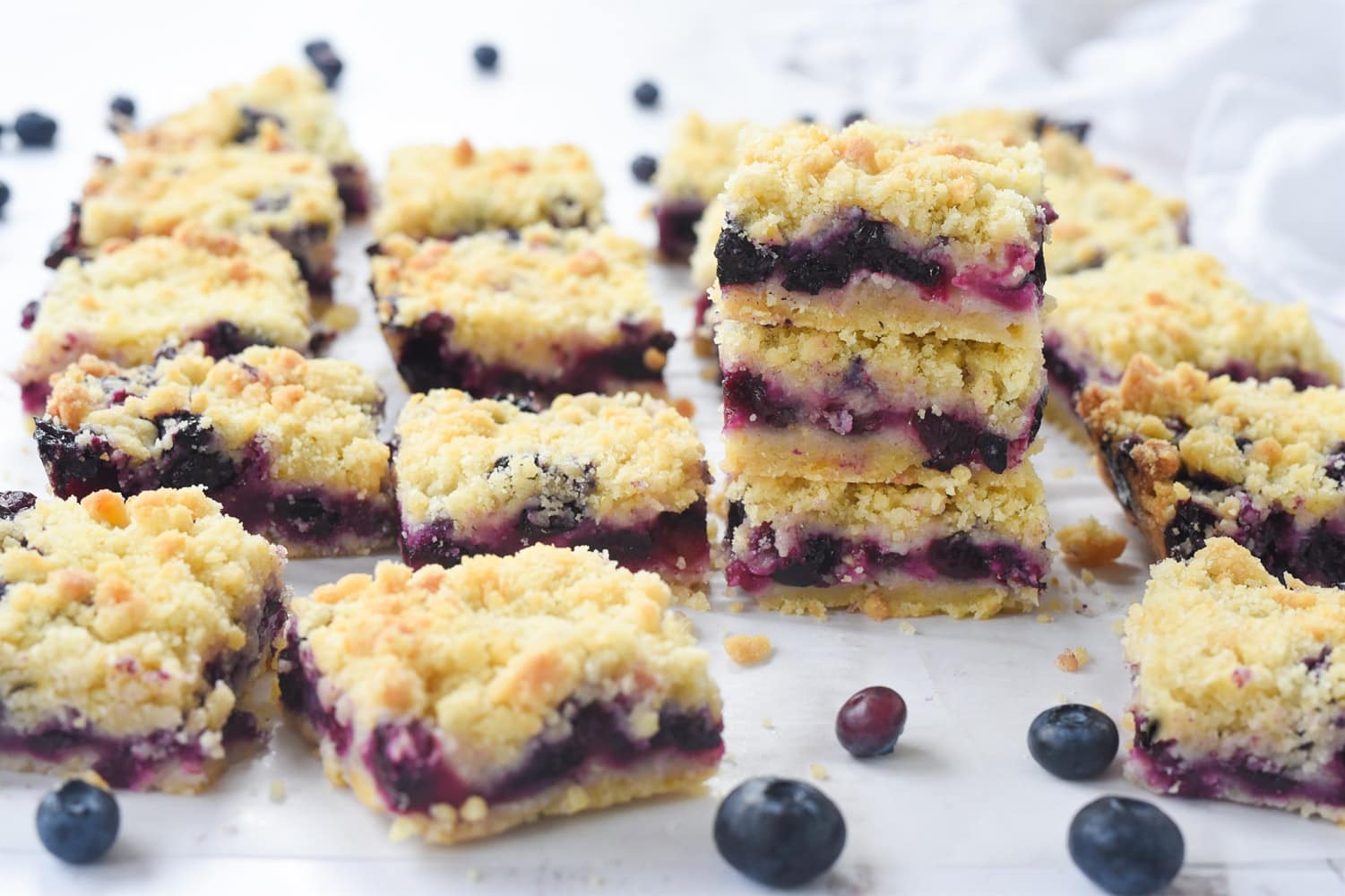 Pieces of blueberry crumble bars