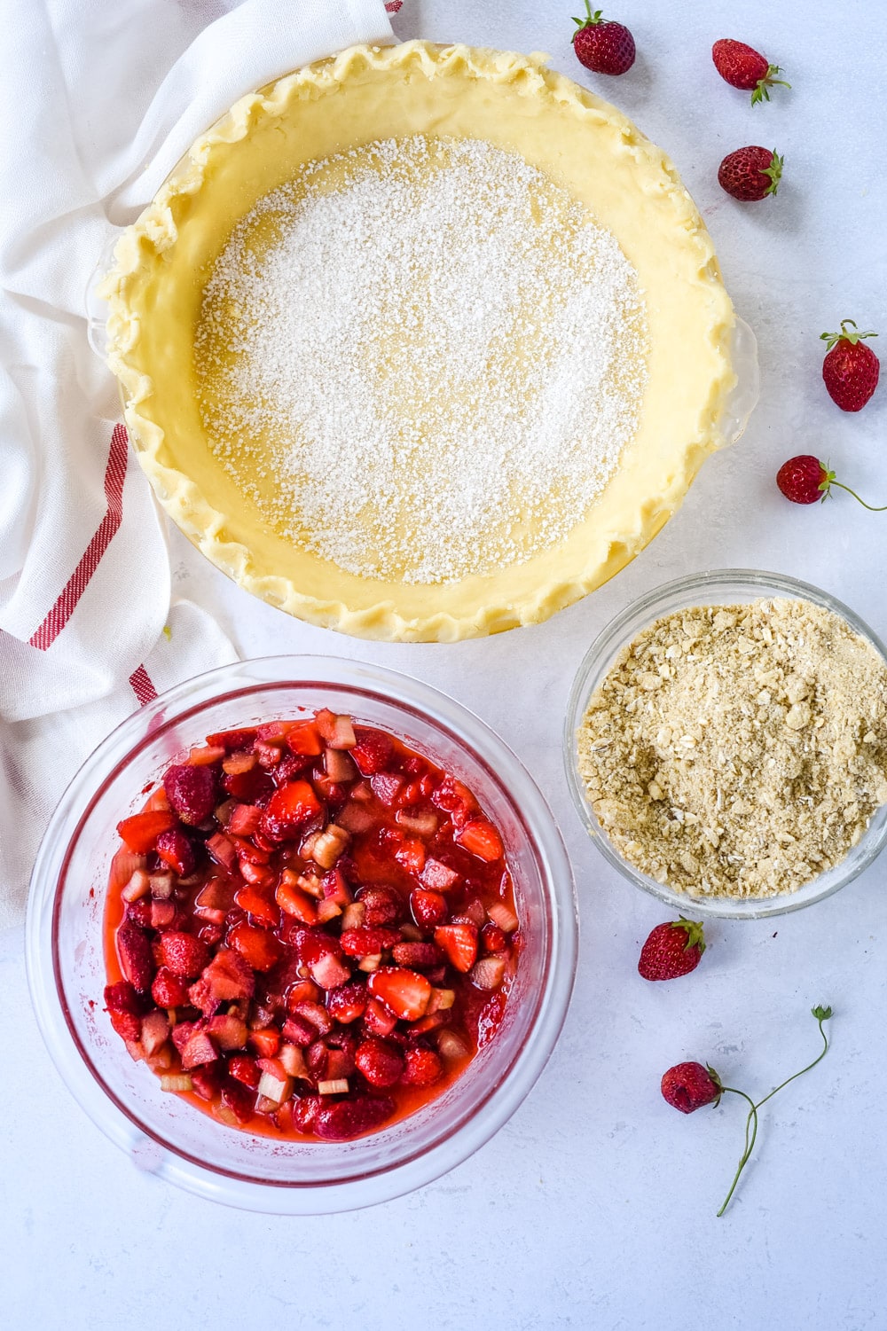 ingredients for strawberry rhubarb pie