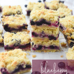 stack of blueberry crumble bars