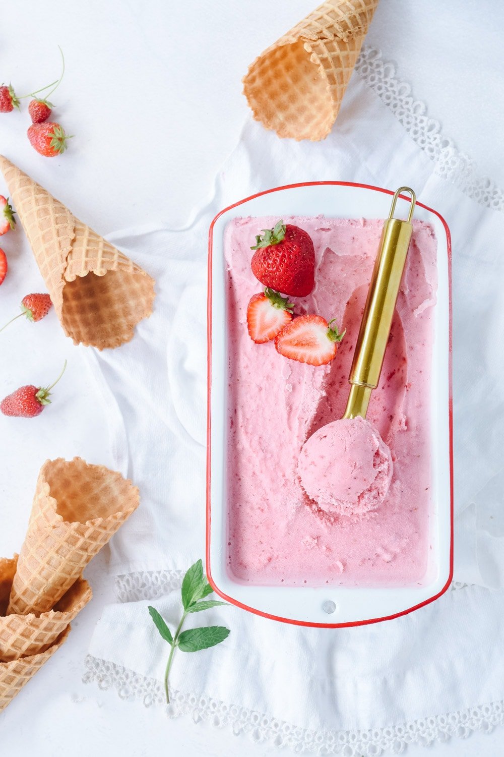 container of strawberry ice cream