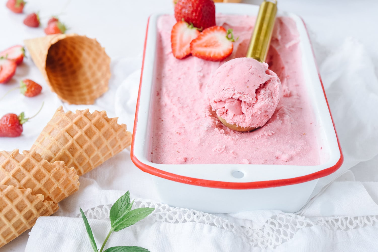 Pan of Strawberry ice cream