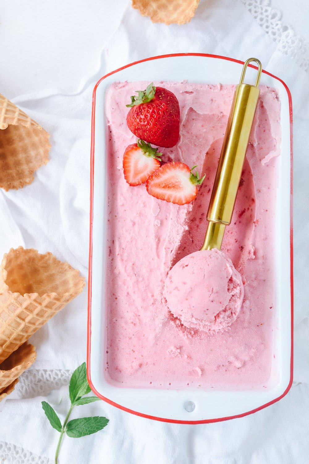 scoop of strawberry ice cream