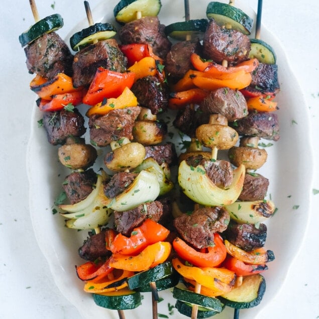 beef and vegetable skewers