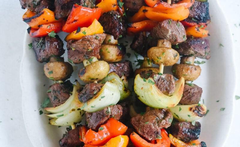 beef and vegetable skewers