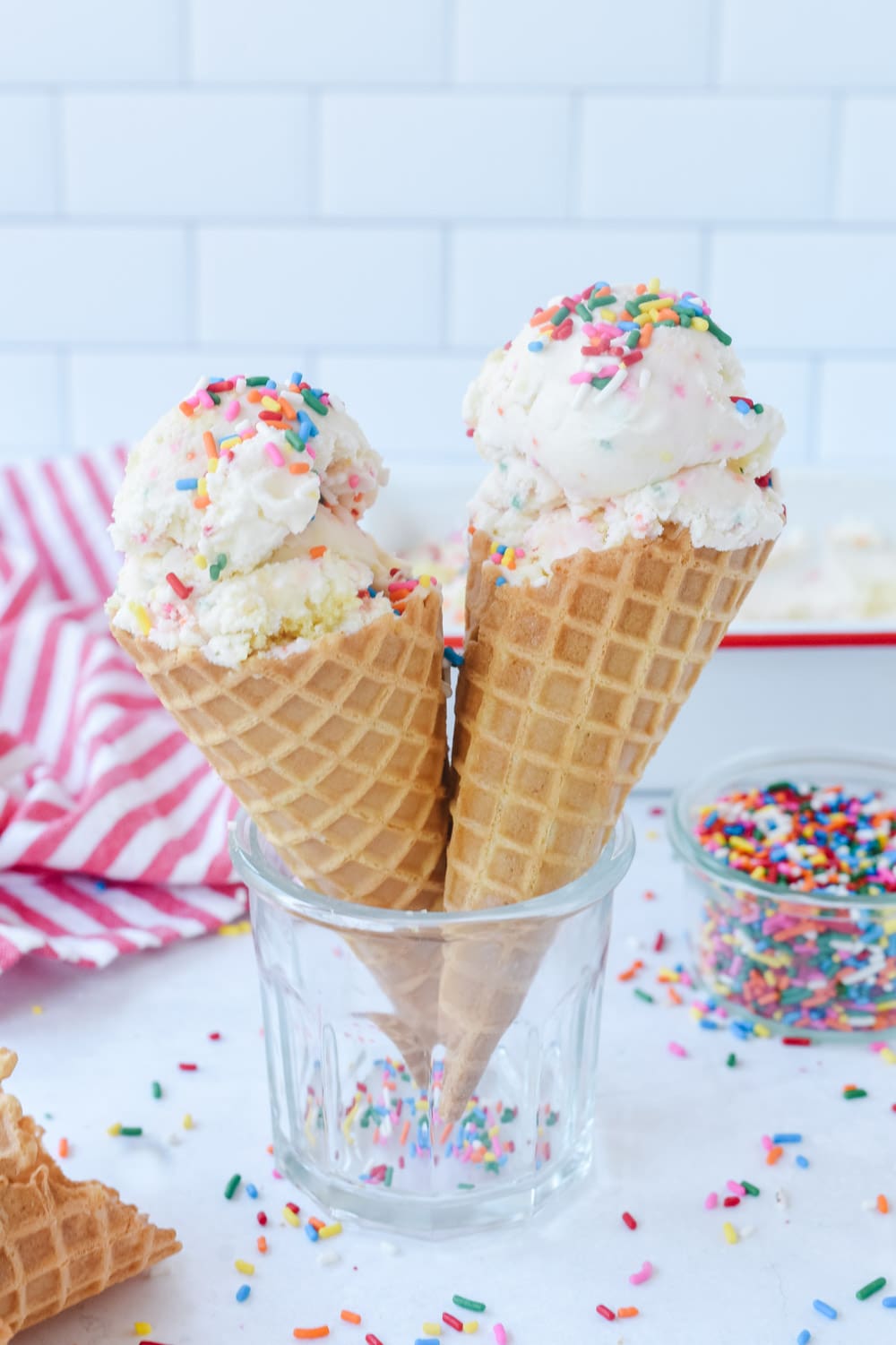 Scoops of birthday cake ice cream