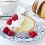 lemon pound cake with raspberries