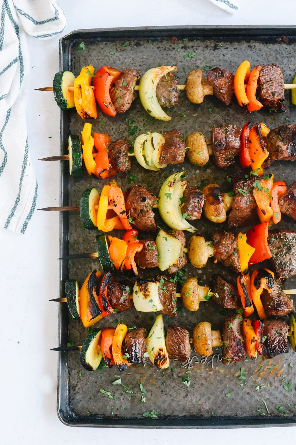 shish kabob on a tray