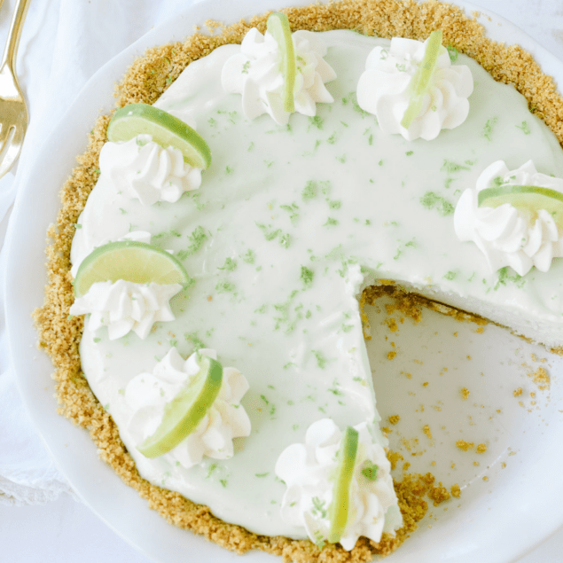 frozen key lime pie in a dish