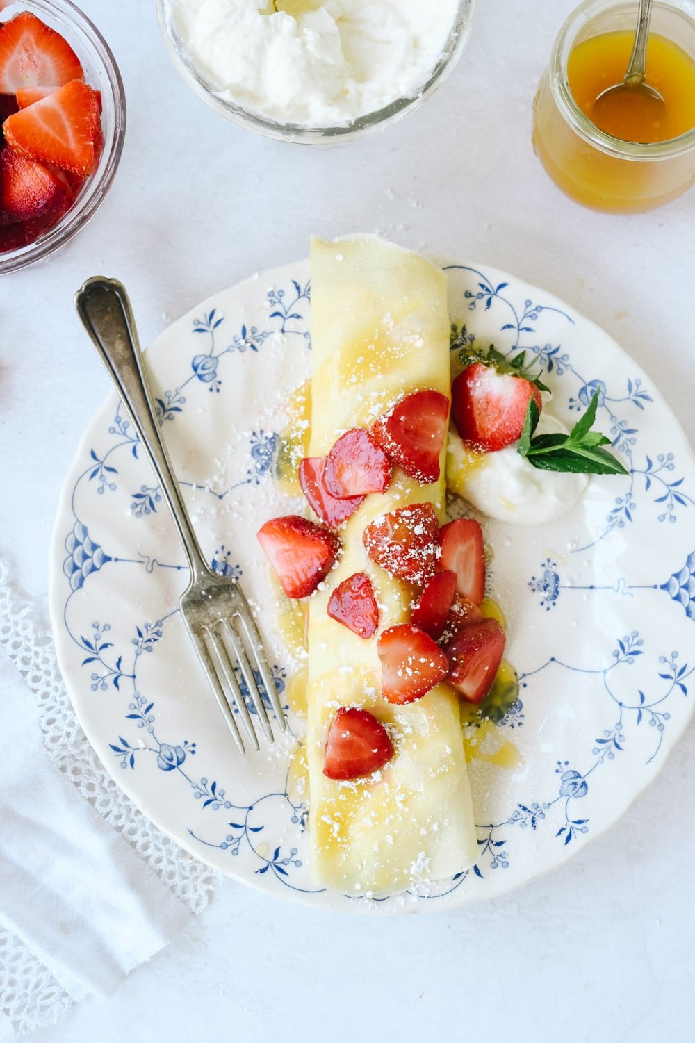 rolled crepe with berries