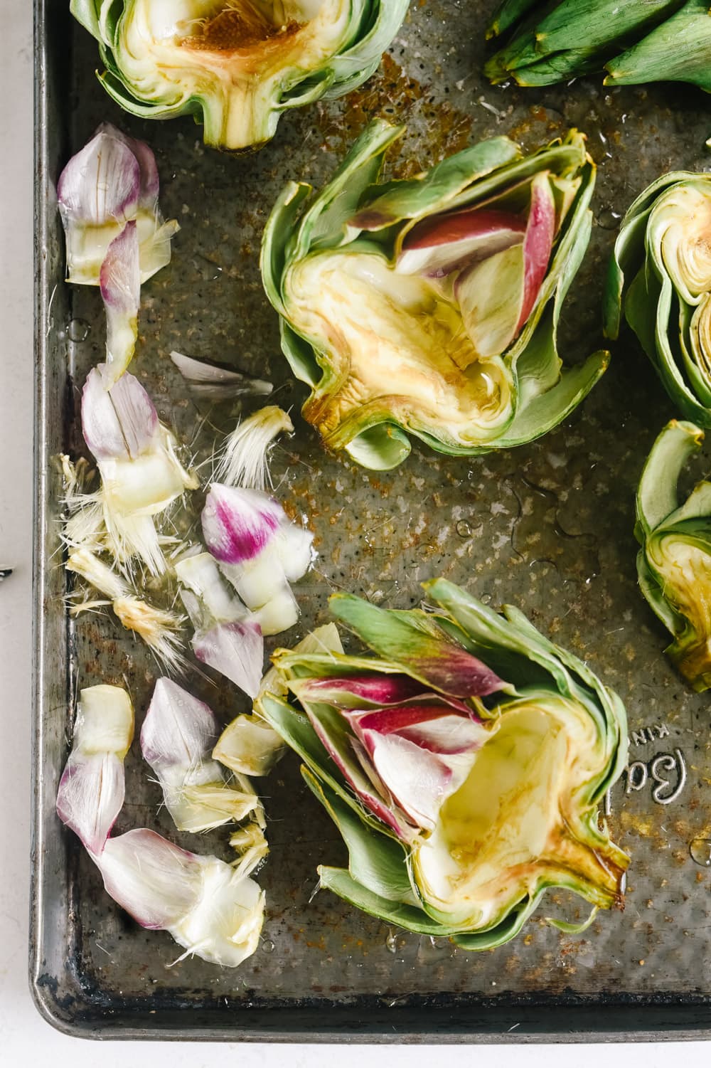 removing the center of the artichoke