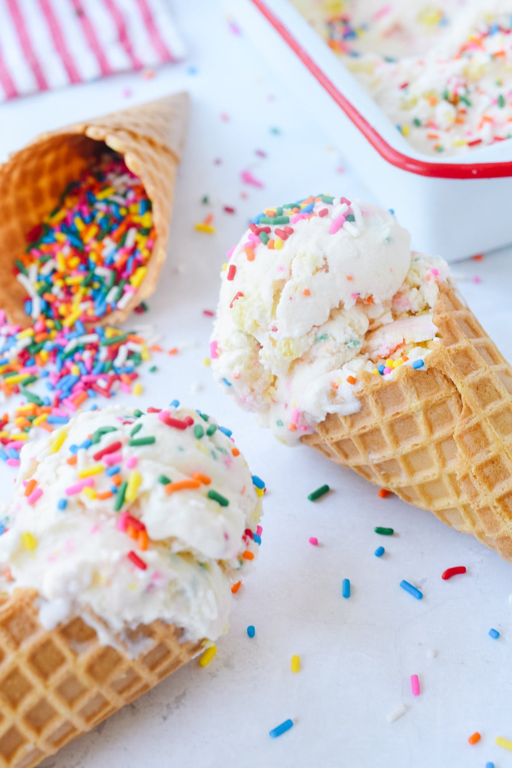 Birthday Cake Ice Cream on a cone