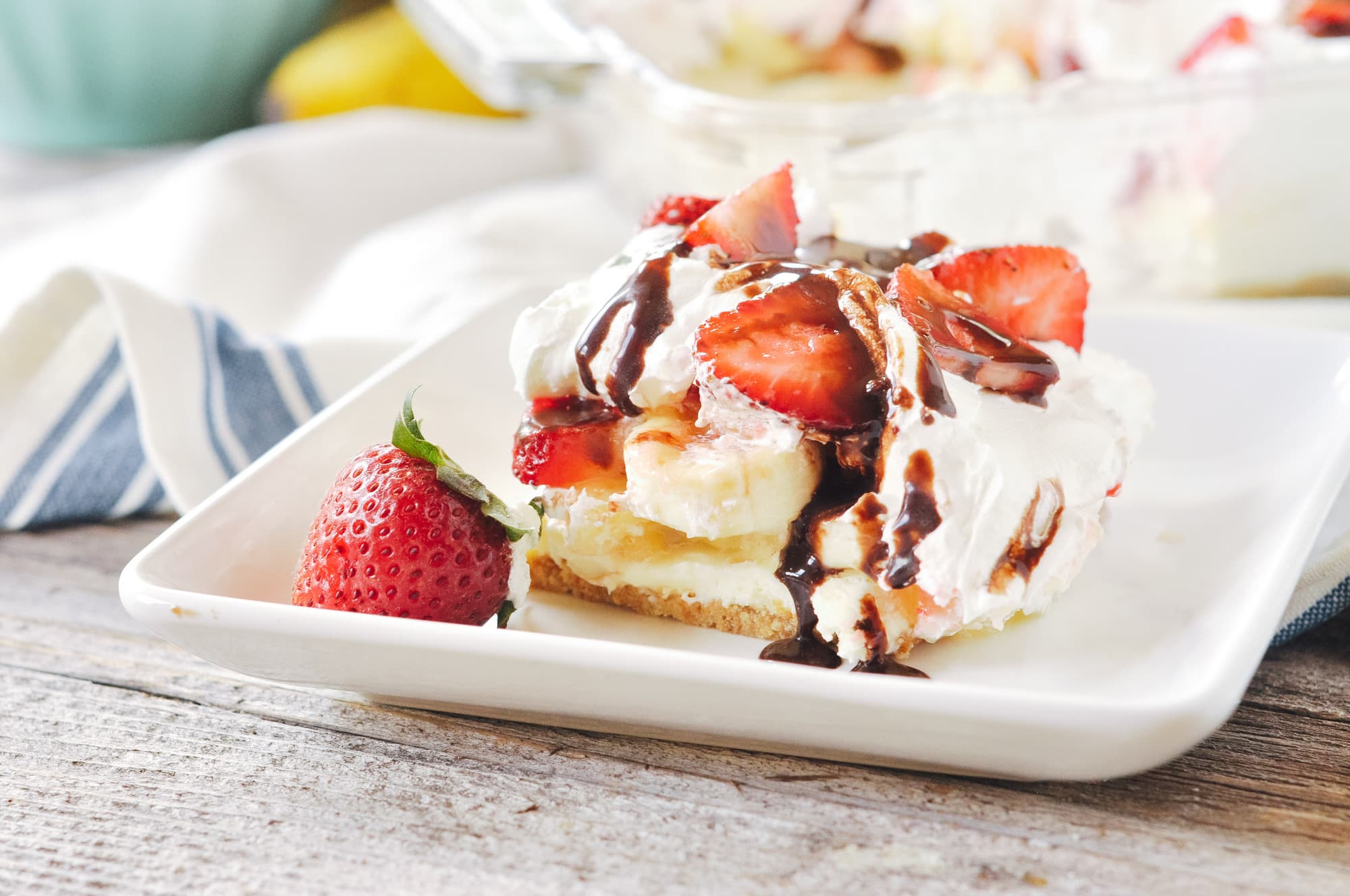 Banana Split Dessert on a plate