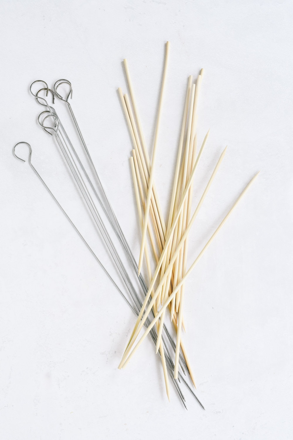 metal and bamboo skewers