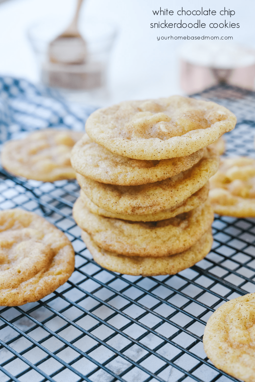 pile of white chocolate chip snickerdoodles