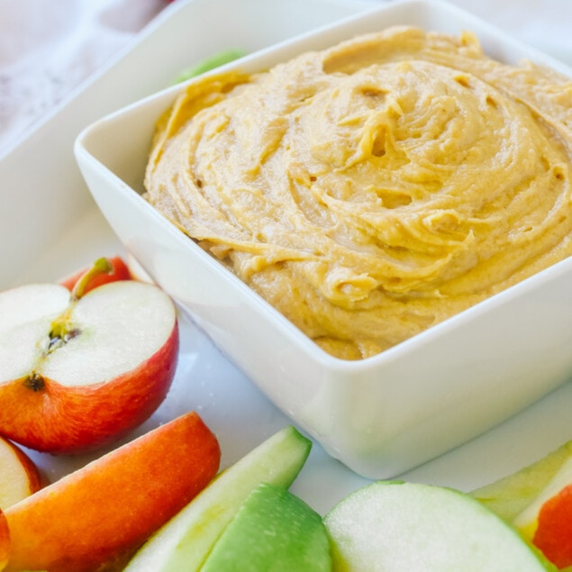 bowl of peanut butter dip